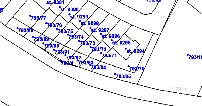 Parcela st. 793/71 v KÚ Hodonín, Katastrální mapa