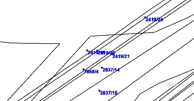 Parcela st. 2419/20 v KÚ Hodonín, Katastrální mapa