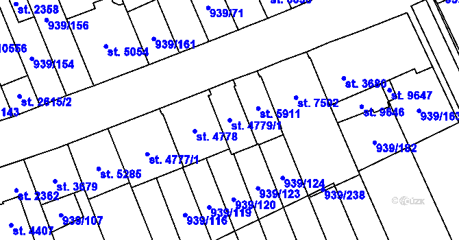 Parcela st. 4779/1 v KÚ Hodonín, Katastrální mapa