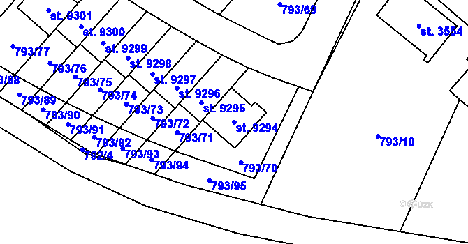 Parcela st. 9294 v KÚ Hodonín, Katastrální mapa