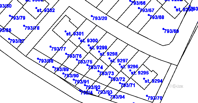 Parcela st. 9298 v KÚ Hodonín, Katastrální mapa