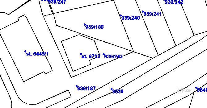 Parcela st. 939/243 v KÚ Hodonín, Katastrální mapa
