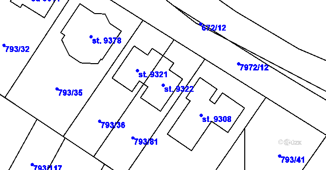 Parcela st. 9322 v KÚ Hodonín, Katastrální mapa