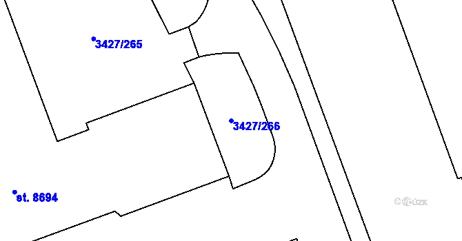Parcela st. 3427/266 v KÚ Hodonín, Katastrální mapa