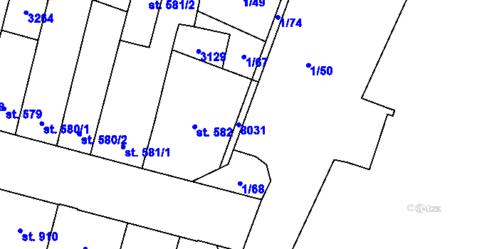 Parcela st. 8031 v KÚ Hodonín, Katastrální mapa