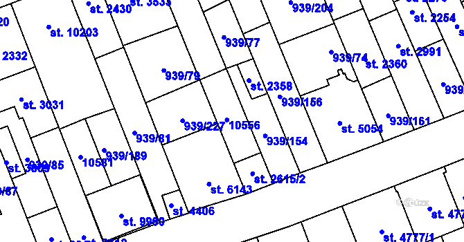 Parcela st. 2615/1 v KÚ Hodonín, Katastrální mapa