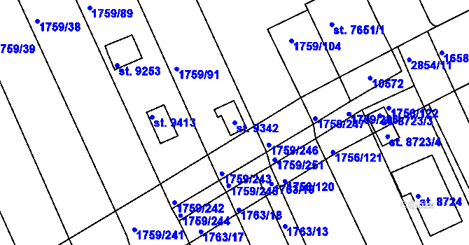 Parcela st. 9342 v KÚ Hodonín, Katastrální mapa