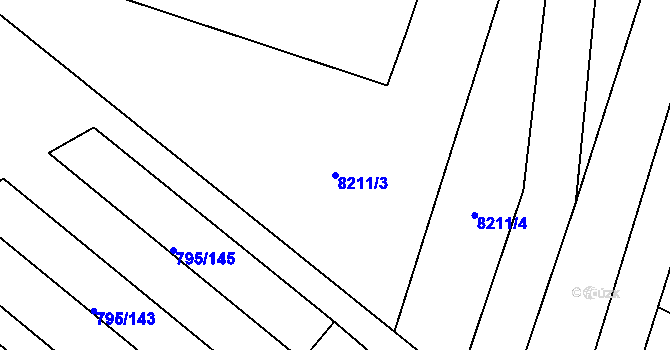 Parcela st. 8211/3 v KÚ Hodonín, Katastrální mapa
