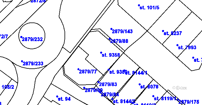 Parcela st. 9358 v KÚ Hodonín, Katastrální mapa