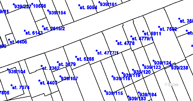 Parcela st. 4777/1 v KÚ Hodonín, Katastrální mapa