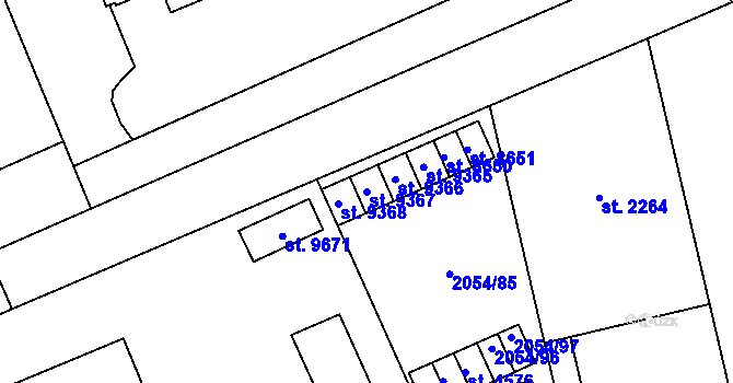 Parcela st. 9367 v KÚ Hodonín, Katastrální mapa