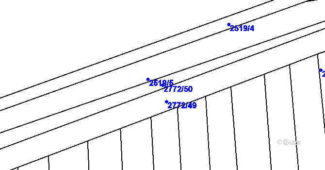 Parcela st. 2772/50 v KÚ Hodonín, Katastrální mapa
