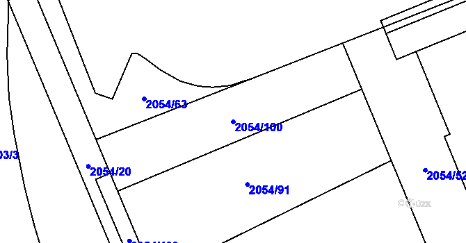 Parcela st. 2054/100 v KÚ Hodonín, Katastrální mapa