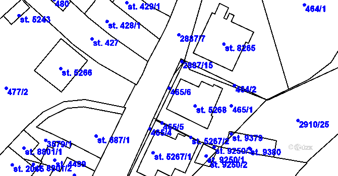 Parcela st. 465/6 v KÚ Hodonín, Katastrální mapa