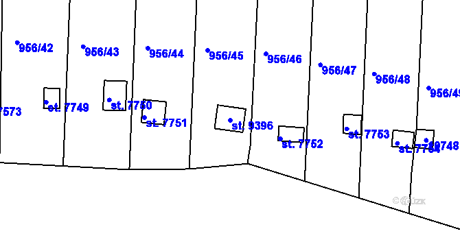 Parcela st. 9396 v KÚ Hodonín, Katastrální mapa