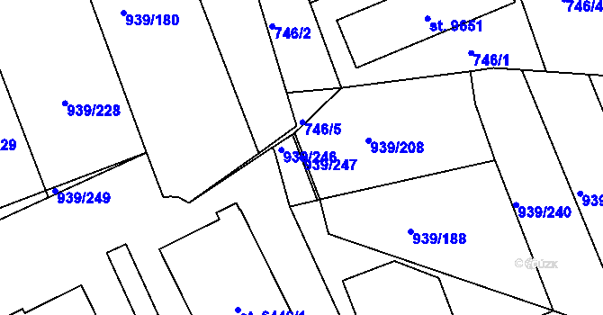 Parcela st. 939/247 v KÚ Hodonín, Katastrální mapa