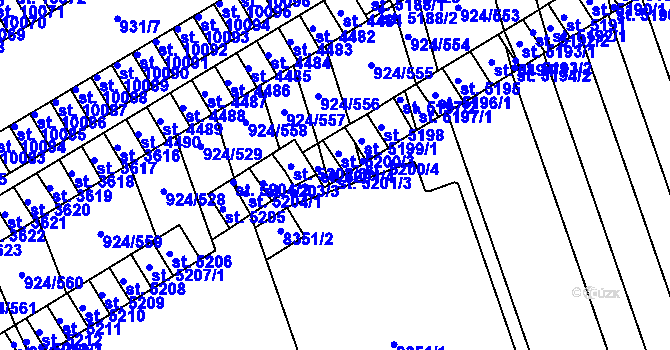 Parcela st. 5201/3 v KÚ Hodonín, Katastrální mapa