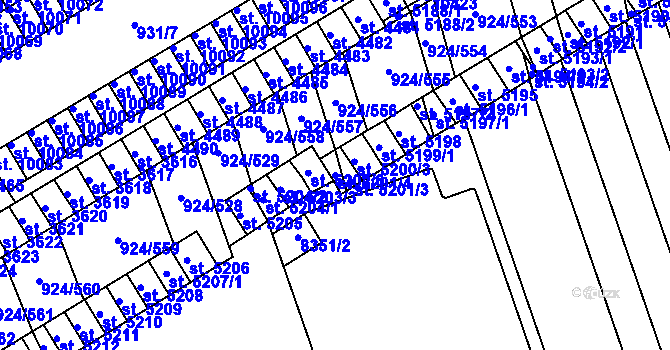 Parcela st. 5201/4 v KÚ Hodonín, Katastrální mapa