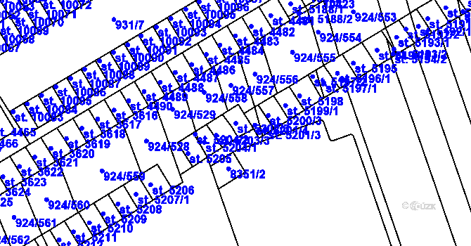 Parcela st. 5202/3 v KÚ Hodonín, Katastrální mapa