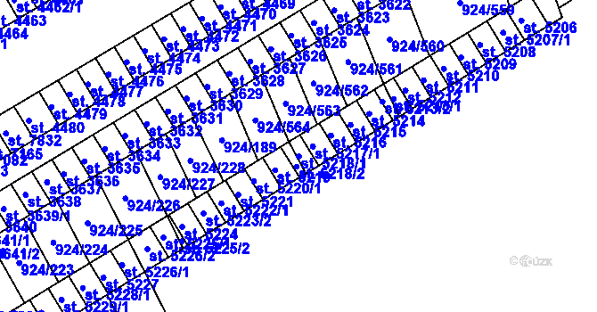 Parcela st. 5218/1 v KÚ Hodonín, Katastrální mapa