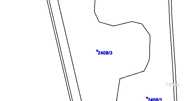 Parcela st. 2408/3 v KÚ Hodonín, Katastrální mapa