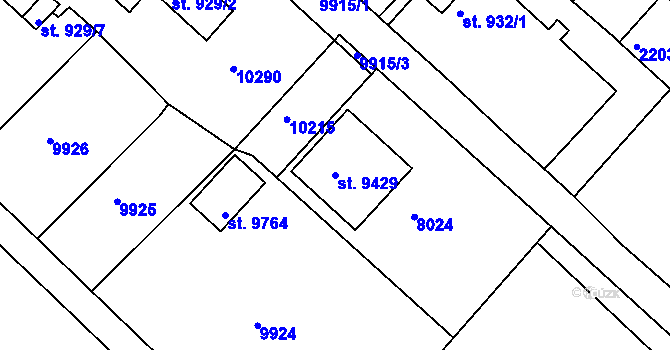 Parcela st. 9429 v KÚ Hodonín, Katastrální mapa