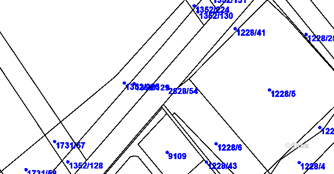 Parcela st. 2828/54 v KÚ Hodonín, Katastrální mapa