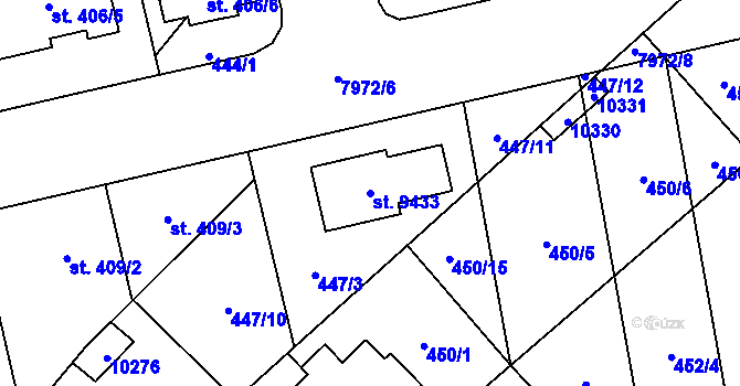 Parcela st. 9433 v KÚ Hodonín, Katastrální mapa