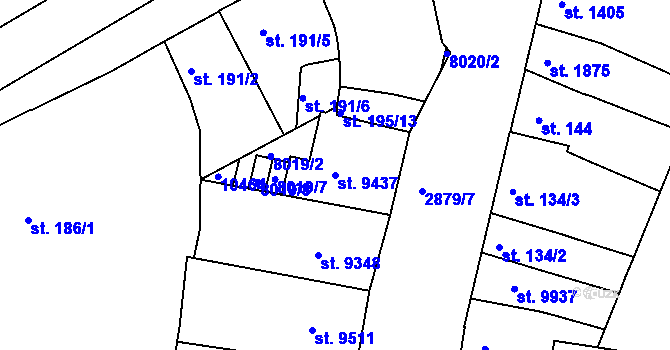 Parcela st. 9437 v KÚ Hodonín, Katastrální mapa