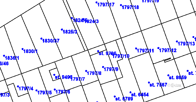 Parcela st. 9796 v KÚ Hodonín, Katastrální mapa