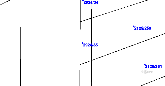 Parcela st. 2924/35 v KÚ Hodonín, Katastrální mapa