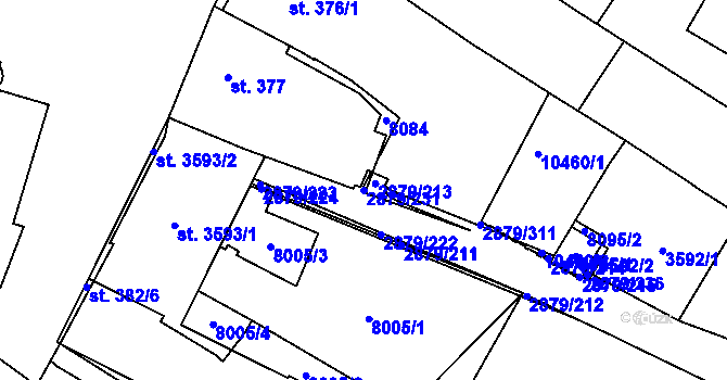 Parcela st. 2879/231 v KÚ Hodonín, Katastrální mapa