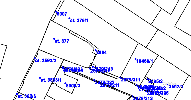 Parcela st. 8084 v KÚ Hodonín, Katastrální mapa