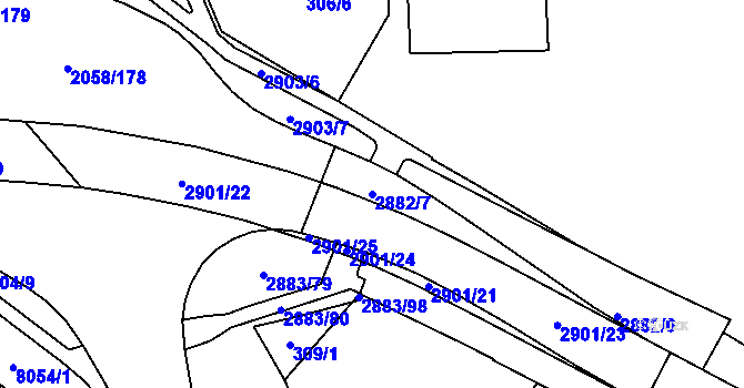 Parcela st. 2882/7 v KÚ Hodonín, Katastrální mapa