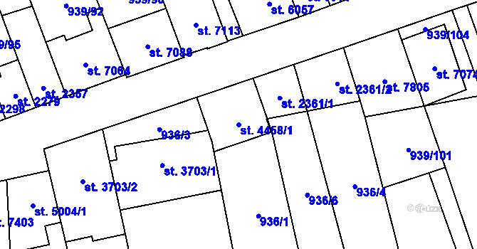 Parcela st. 4458/1 v KÚ Hodonín, Katastrální mapa