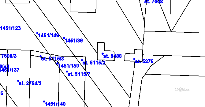 Parcela st. 9488 v KÚ Hodonín, Katastrální mapa