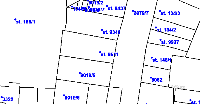 Parcela st. 9511 v KÚ Hodonín, Katastrální mapa