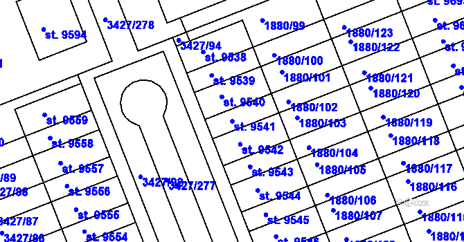 Parcela st. 9541 v KÚ Hodonín, Katastrální mapa