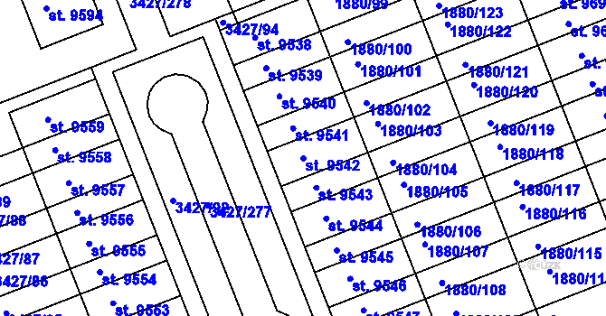 Parcela st. 9542 v KÚ Hodonín, Katastrální mapa
