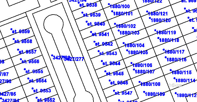 Parcela st. 9543 v KÚ Hodonín, Katastrální mapa