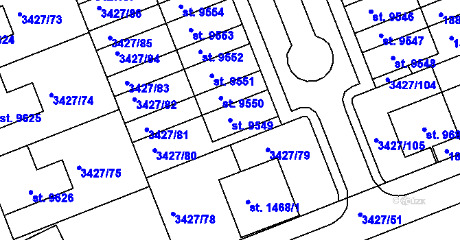 Parcela st. 9549 v KÚ Hodonín, Katastrální mapa