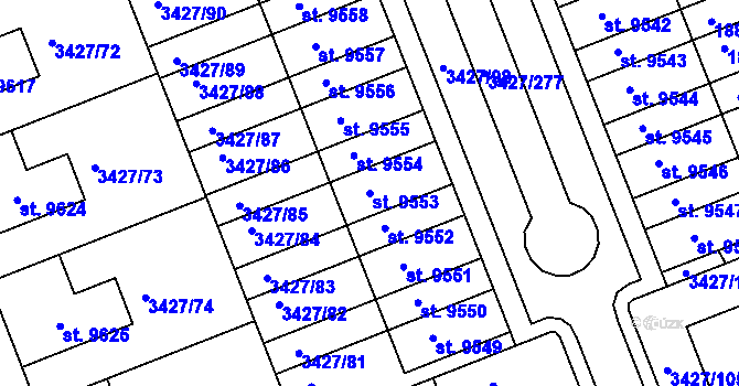 Parcela st. 9553 v KÚ Hodonín, Katastrální mapa