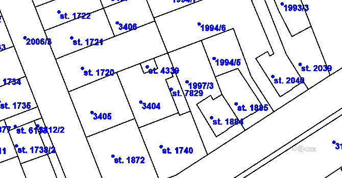 Parcela st. 7829 v KÚ Hodonín, Katastrální mapa
