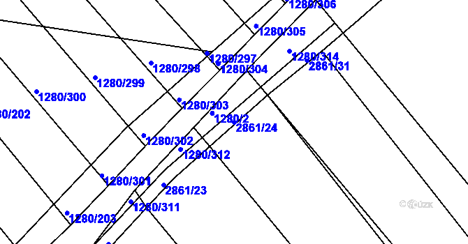 Parcela st. 2861/24 v KÚ Hodonín, Katastrální mapa