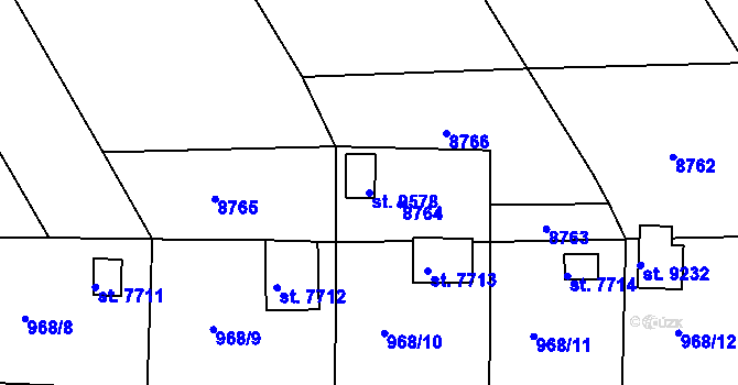 Parcela st. 9578 v KÚ Hodonín, Katastrální mapa