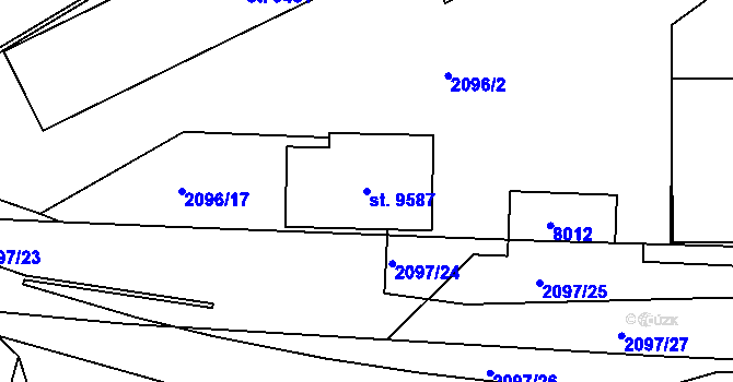 Parcela st. 9587 v KÚ Hodonín, Katastrální mapa