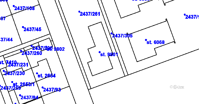 Parcela st. 9801 v KÚ Hodonín, Katastrální mapa