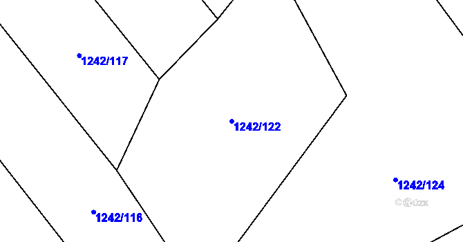 Parcela st. 1242/122 v KÚ Hodonín, Katastrální mapa