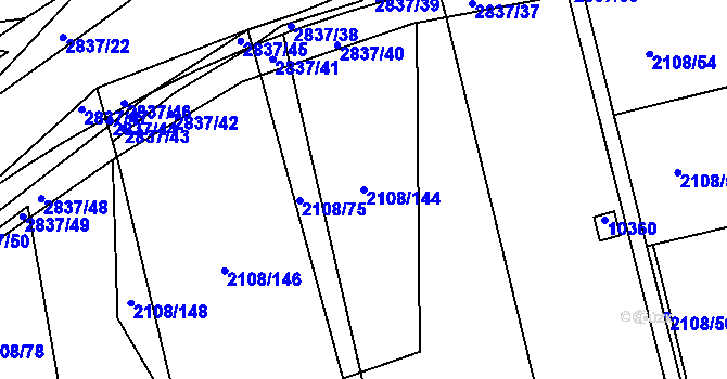 Parcela st. 2108/144 v KÚ Hodonín, Katastrální mapa