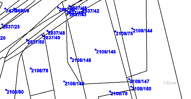 Parcela st. 2108/146 v KÚ Hodonín, Katastrální mapa